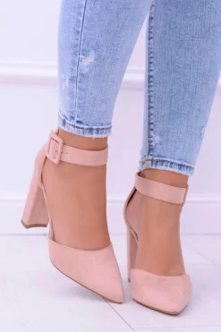 Sale Boto Damskie Czółenka Na Słupku Zamszowe Różowe Harinta