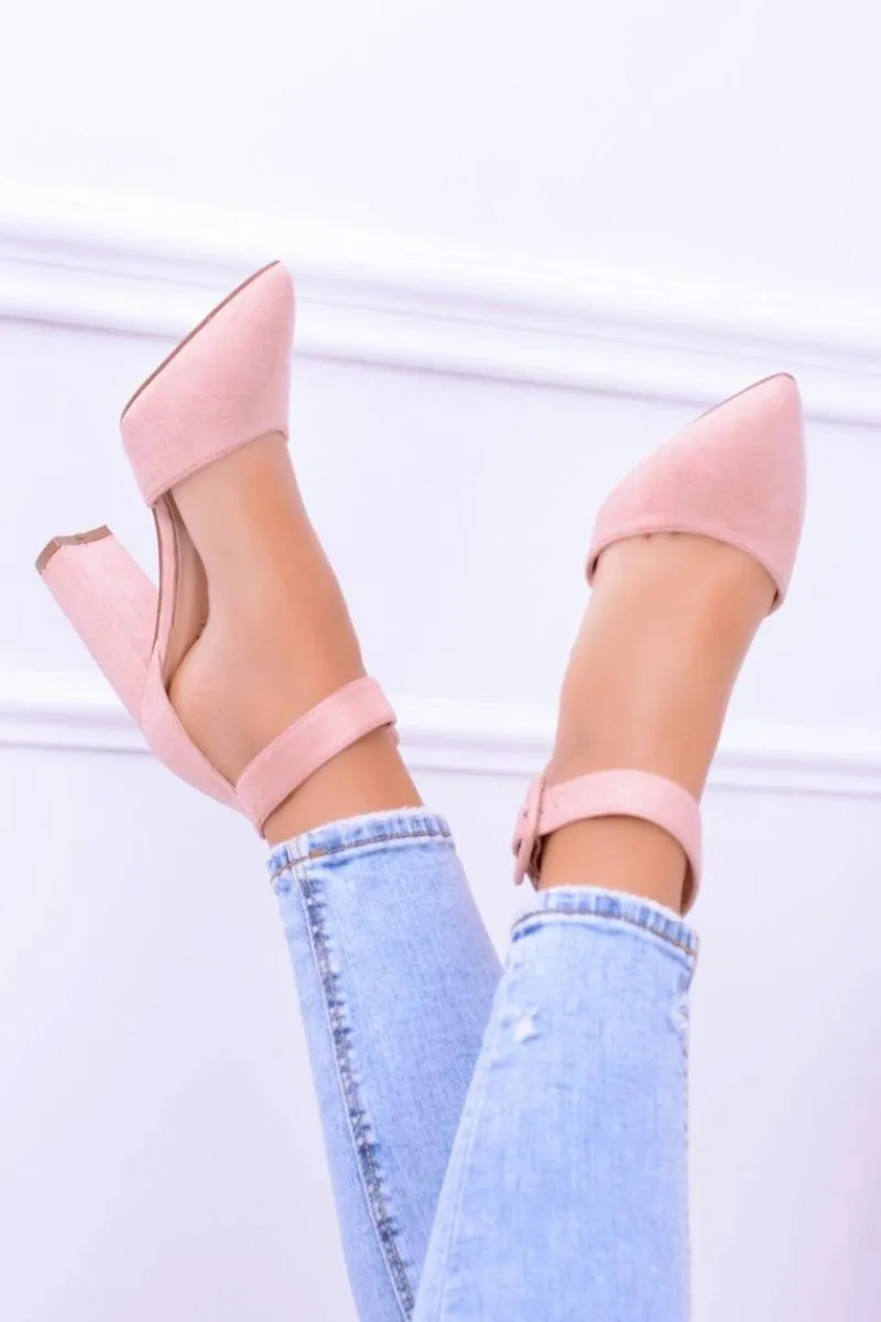 Sale Boto Damskie Czółenka Na Słupku Zamszowe Różowe Harinta