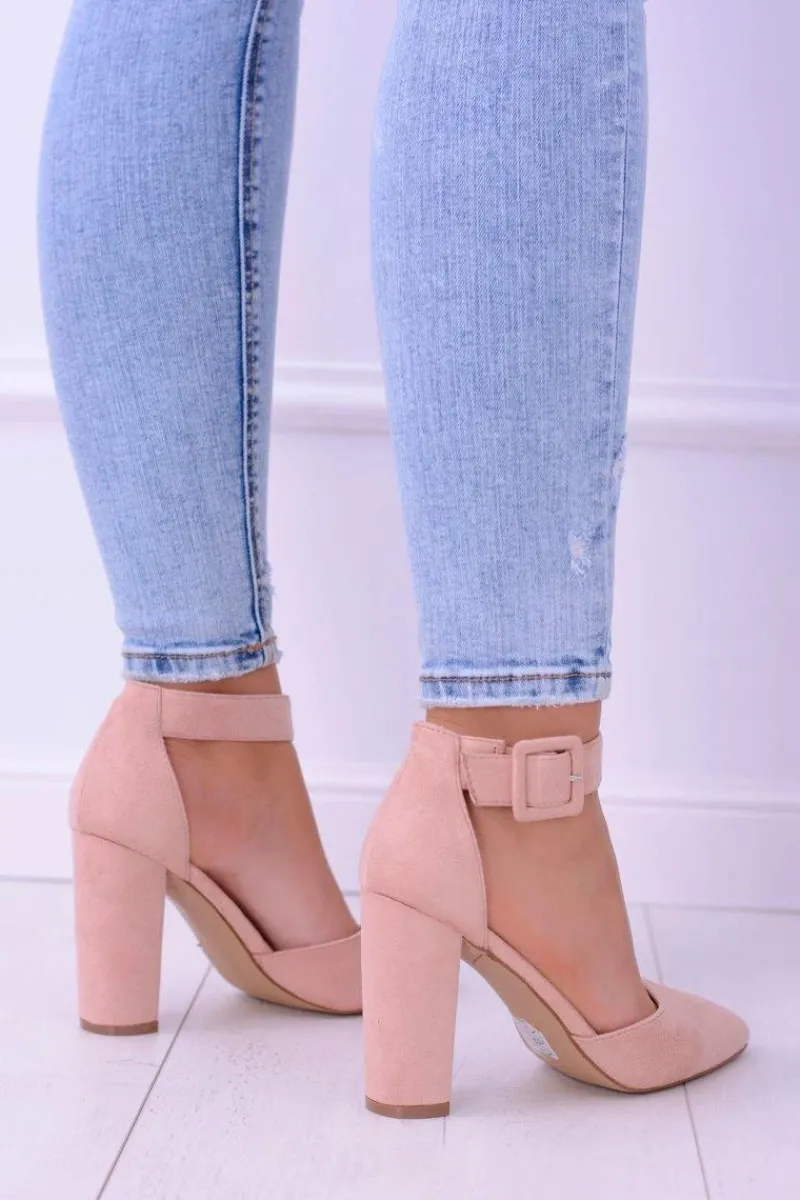 Sale Boto Damskie Czółenka Na Słupku Zamszowe Różowe Harinta