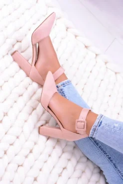 Sale Boto Damskie Czółenka Na Słupku Zamszowe Różowe Harinta