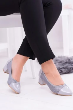 Czółenka Na Słupku>Buty Sergio Leone Damskie Czółenka Sergio Leone Szare Hermida