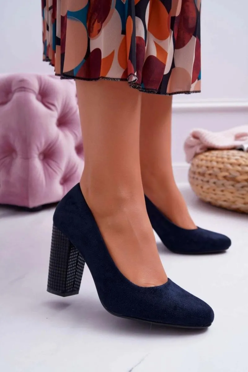 Outlet Damskie Czółenka Sergio Leone PB200 Zamszowe Granatowe Selva Damskie Czółenka Zamszowe|Czółenka Na Słupku