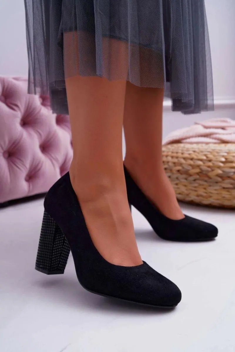 Sale Damskie Czółenka Sergio Leone PB200 Zamszowe Czarne Selva Damskie Czółenka Na Słupku|Czółenka Zamszowe