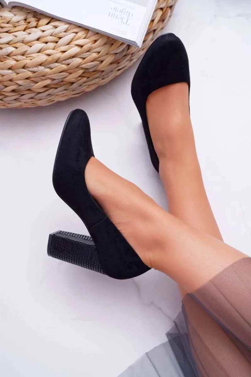 Sale Damskie Czółenka Sergio Leone PB200 Zamszowe Czarne Selva Damskie Czółenka Na Słupku|Czółenka Zamszowe