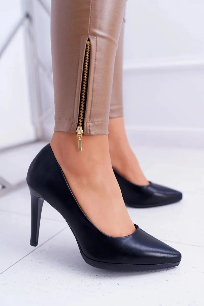 Sale Damskie Czółenka Szpilki Sergio Leone Czarne Matowe Misawu Damskie Czółenka Zamszowe