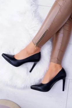 Sale Damskie Czółenka Szpilki Sergio Leone Czarne Matowe Misawu Damskie Czółenka Zamszowe