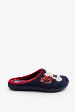 Sale Damskie Domowe Klapki Kapcie Z Misiem EC000095 Granatowe Damskie Kapcie Klasyczne|Klapki Damskie Klasyczne