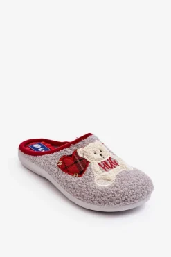 Kapcie Klasyczne|Klapki Damskie Klasyczne>INBLU Damskie Domowe Klapki Kapcie Z Misiem EC000095 Szare