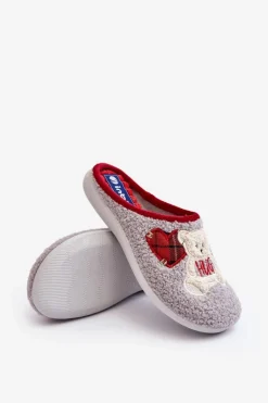 Kapcie Klasyczne|Klapki Damskie Klasyczne></noscript>INBLU Damskie Domowe Klapki Kapcie Z Misiem EC000095 Szare