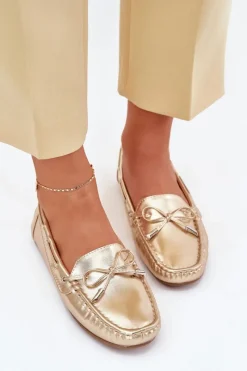 Loafersy Damskie|Mokasyny Damskie Zamszowe></noscript>Boto Damskie Eko Skórzane Mokasyny Złote Si Passione Złoty