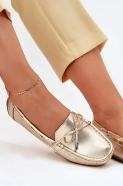 Loafersy Damskie|Mokasyny Damskie Zamszowe></noscript>Boto Damskie Eko Skórzane Mokasyny Złote Si Passione Złoty