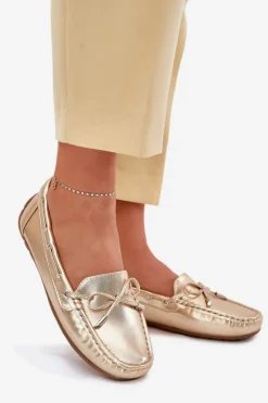 Loafersy Damskie|Mokasyny Damskie Zamszowe></noscript>Boto Damskie Eko Skórzane Mokasyny Złote Si Passione Złoty