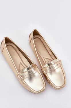 Damskie Eko Skórzane Mokasyny Złote Lenvie Damskie Loafersy Damskie|Mokasyny Damskie Zamszowe