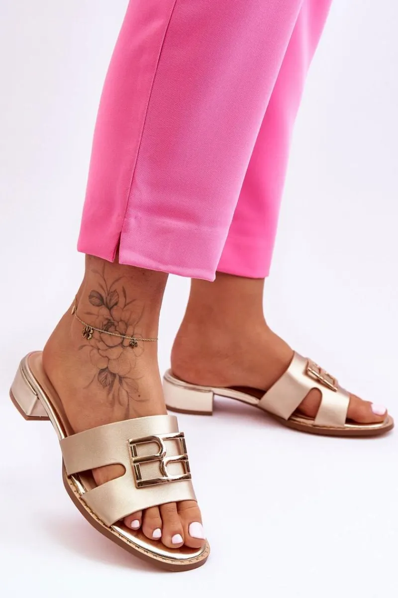 New Damskie Eleganckie Klapki Z Ozdobą Złote Atlantis Damskie Klapki Na Platformie|Klapki Damskie Klasyczne