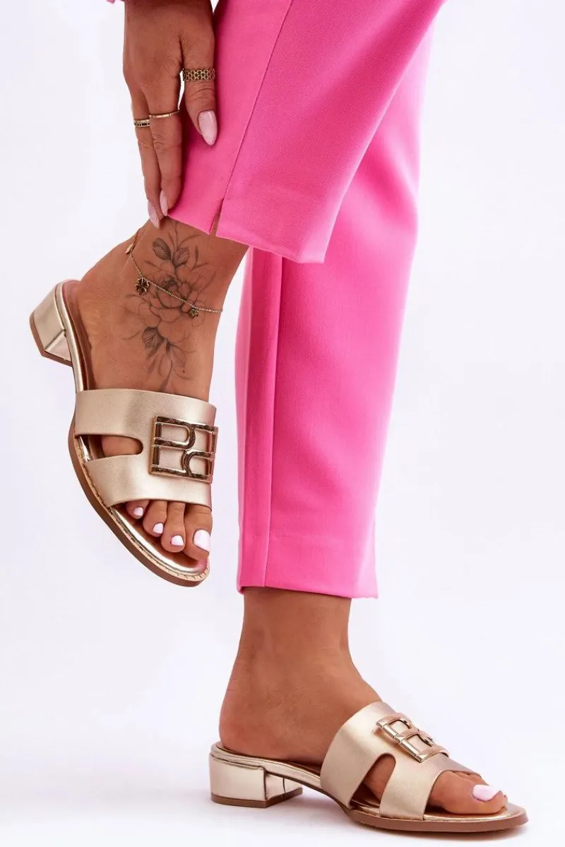 New Damskie Eleganckie Klapki Z Ozdobą Złote Atlantis Damskie Klapki Na Platformie|Klapki Damskie Klasyczne