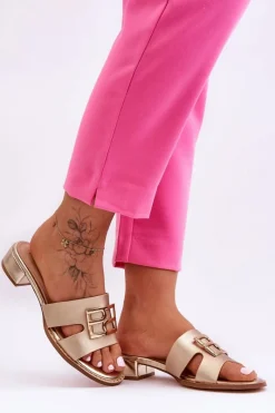 New Damskie Eleganckie Klapki Z Ozdobą Złote Atlantis Damskie Klapki Na Platformie|Klapki Damskie Klasyczne