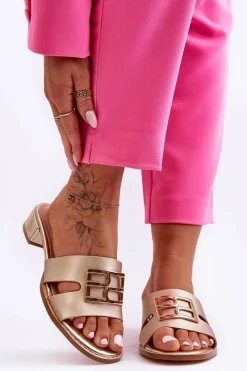 New Damskie Eleganckie Klapki Z Ozdobą Złote Atlantis Damskie Klapki Na Platformie|Klapki Damskie Klasyczne