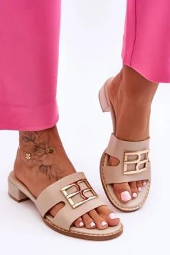 New Damskie Eleganckie Klapki Z Ozdobą Beżowe Atlantis Damskie Klapki Na Platformie|Klapki Damskie Klasyczne