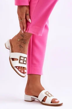 Klapki Na Platformie|Klapki Damskie Klasyczne>Boto Damskie Eleganckie Klapki Z Ozdobą Białe Atlantis