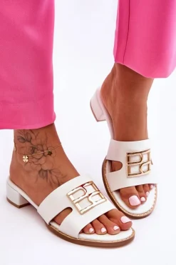 Klapki Na Platformie|Klapki Damskie Klasyczne>Boto Damskie Eleganckie Klapki Z Ozdobą Białe Atlantis