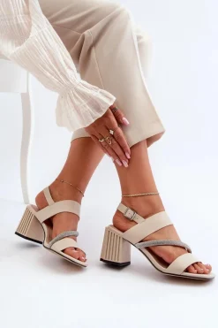 Sandały Na Słupku|Sandały Na Obcasie><noscript><img width=