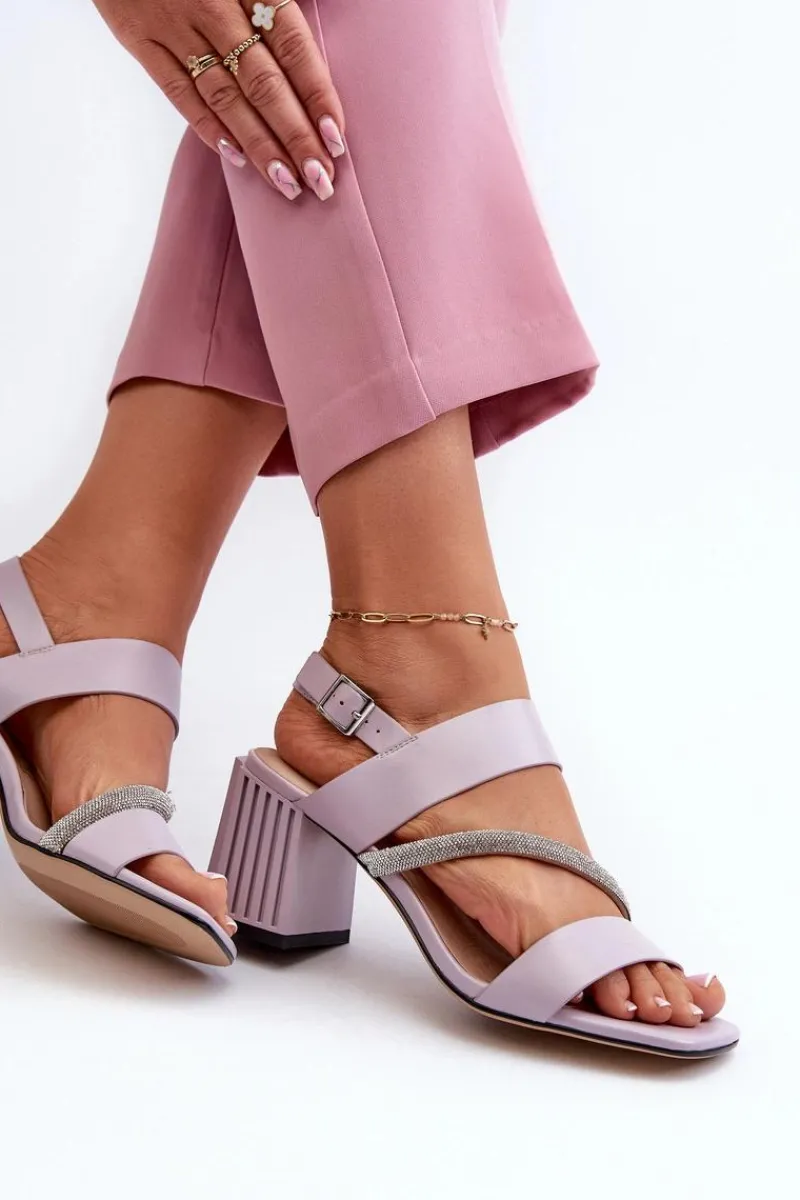 Clearance Damskie Eleganckie Sandały Na Słupku Fioletowe D&A MR38-549 Damskie Sandały Na Słupku|Sandały Na Obcasie