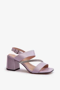 Clearance Damskie Eleganckie Sandały Na Słupku Fioletowe D&A MR38-549 Damskie Sandały Na Słupku|Sandały Na Obcasie