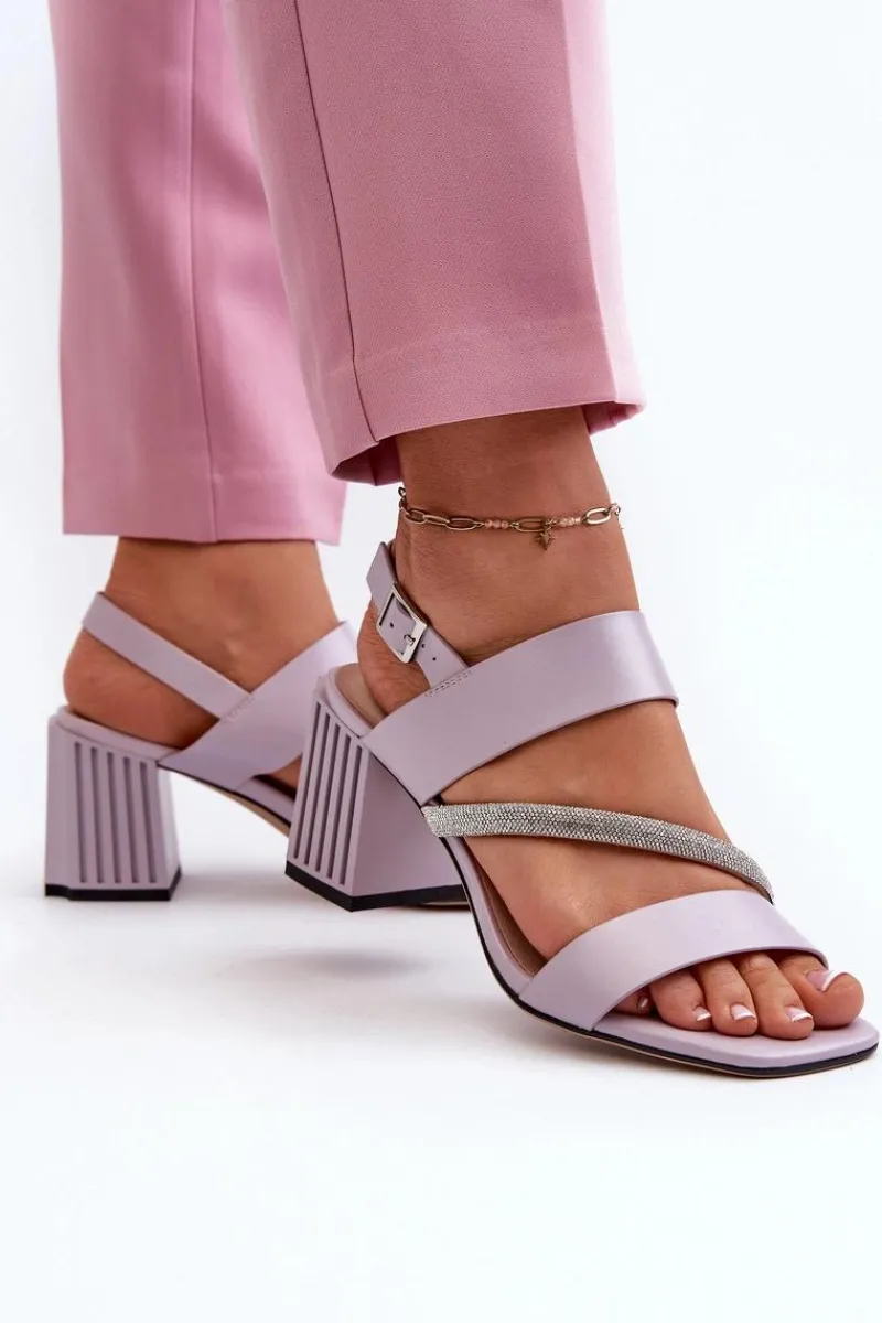 Clearance Damskie Eleganckie Sandały Na Słupku Fioletowe D&A MR38-549 Damskie Sandały Na Słupku|Sandały Na Obcasie