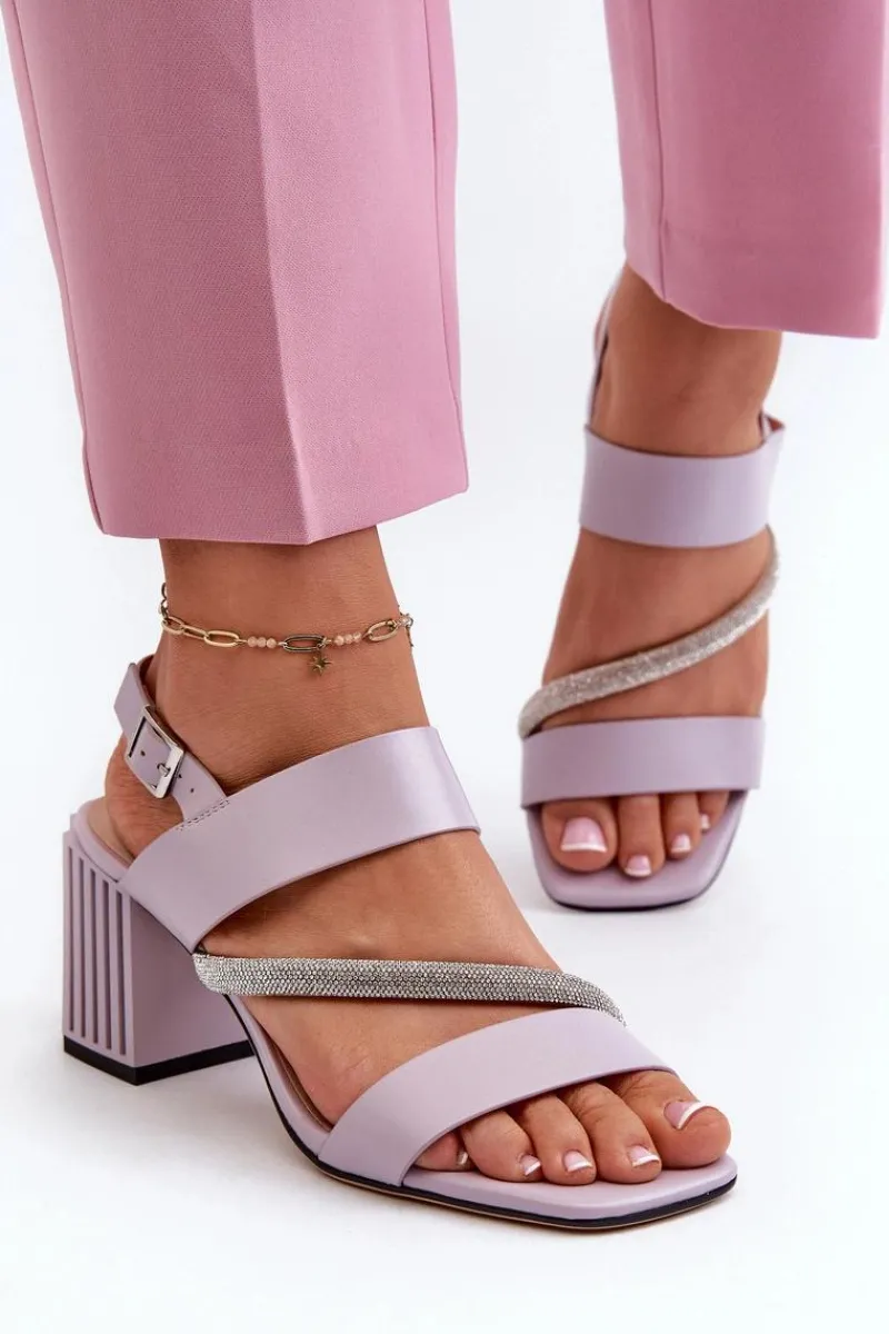 Clearance Damskie Eleganckie Sandały Na Słupku Fioletowe D&A MR38-549 Damskie Sandały Na Słupku|Sandały Na Obcasie