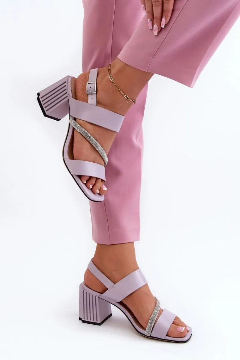 Clearance Damskie Eleganckie Sandały Na Słupku Fioletowe D&A MR38-549 Damskie Sandały Na Słupku|Sandały Na Obcasie