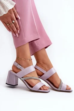 Clearance Damskie Eleganckie Sandały Na Słupku Fioletowe D&A MR38-549 Damskie Sandały Na Słupku|Sandały Na Obcasie
