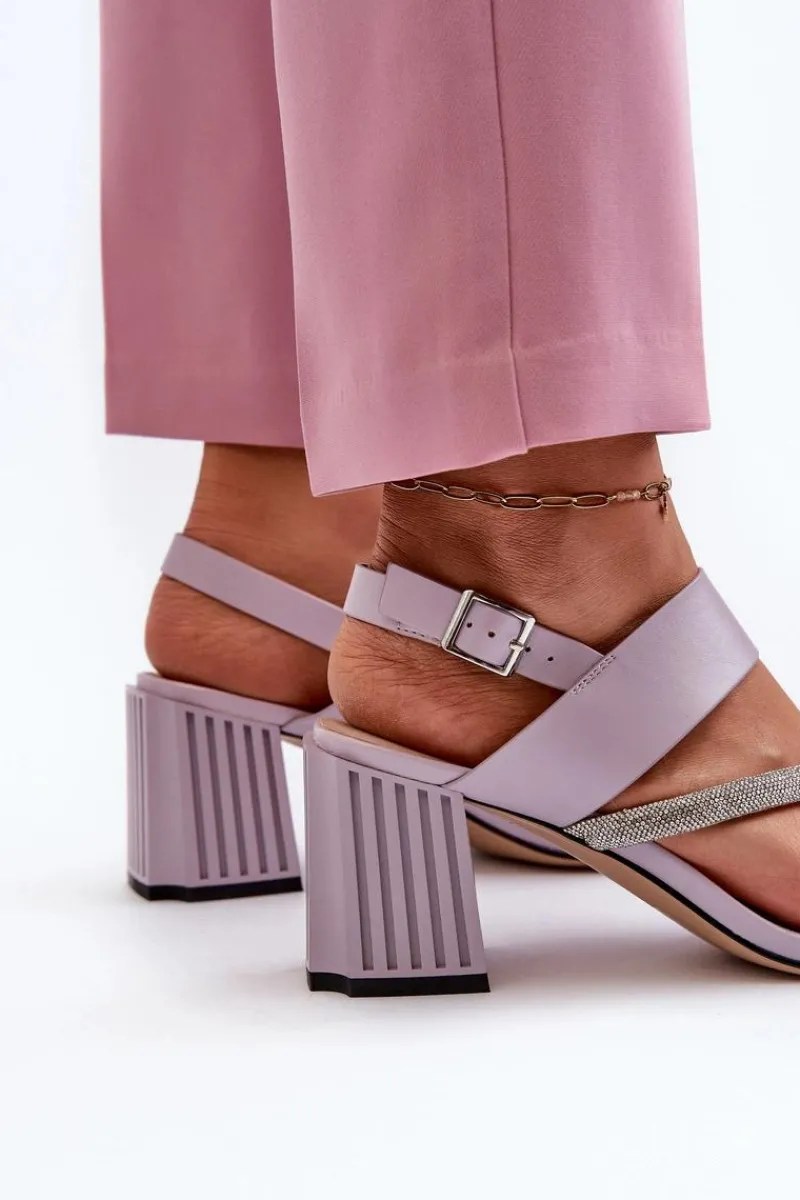 Clearance Damskie Eleganckie Sandały Na Słupku Fioletowe D&A MR38-549 Damskie Sandały Na Słupku|Sandały Na Obcasie