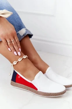 Damskie Espadryle Big Star HH276009 Biało-Czerwone Damskie Trampki Damskie Slip-On
