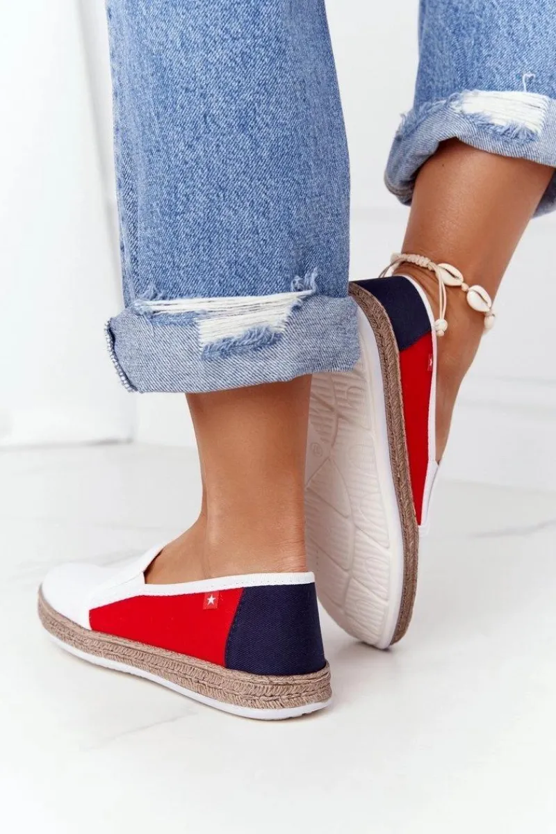 Damskie Espadryle Big Star HH276009 Biało-Czerwone Damskie Trampki Damskie Slip-On