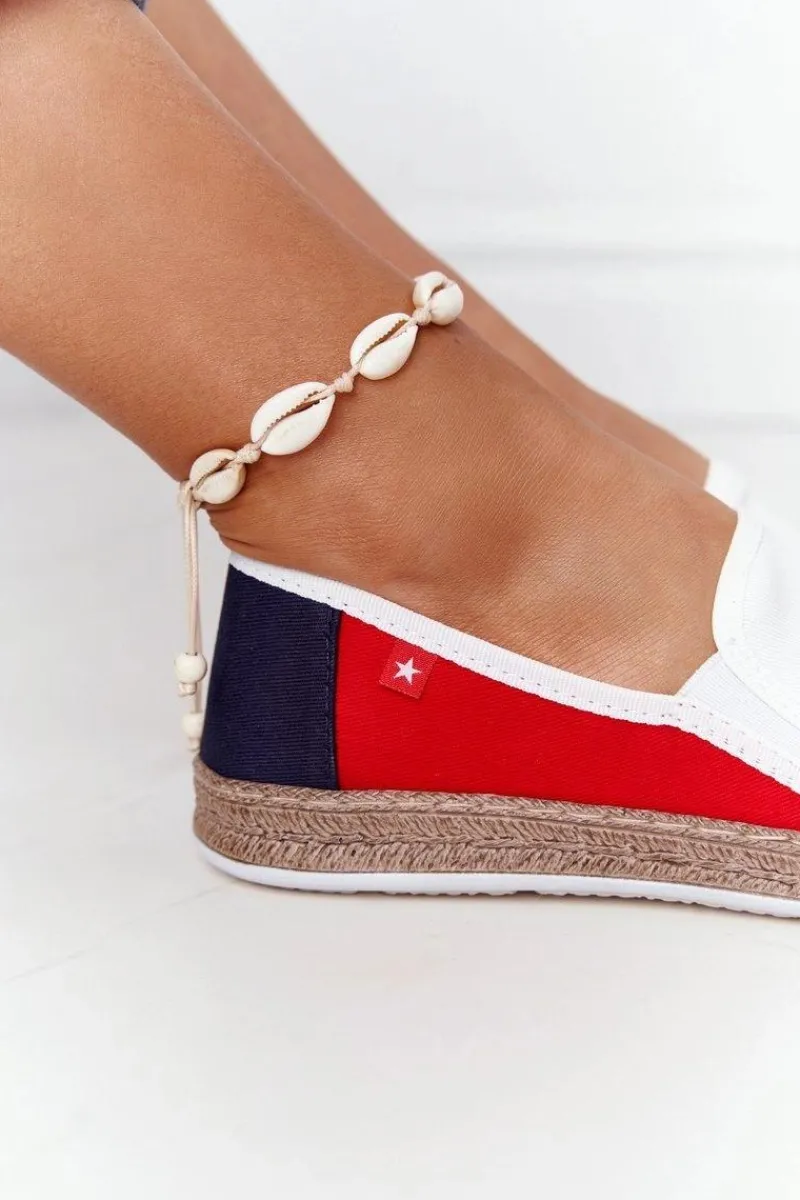 Damskie Espadryle Big Star HH276009 Biało-Czerwone Damskie Trampki Damskie Slip-On