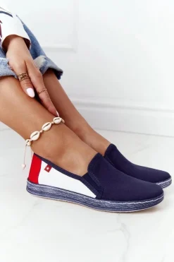 Best Big Star Shoes Damskie Espadryle Big Star HH276008 Granatowo-Białe