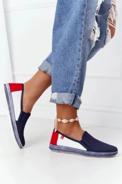 Best Big Star Shoes Damskie Espadryle Big Star HH276008 Granatowo-Białe