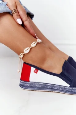 Best Big Star Shoes Damskie Espadryle Big Star HH276008 Granatowo-Białe