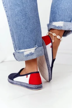 Best Big Star Shoes Damskie Espadryle Big Star HH276008 Granatowo-Białe