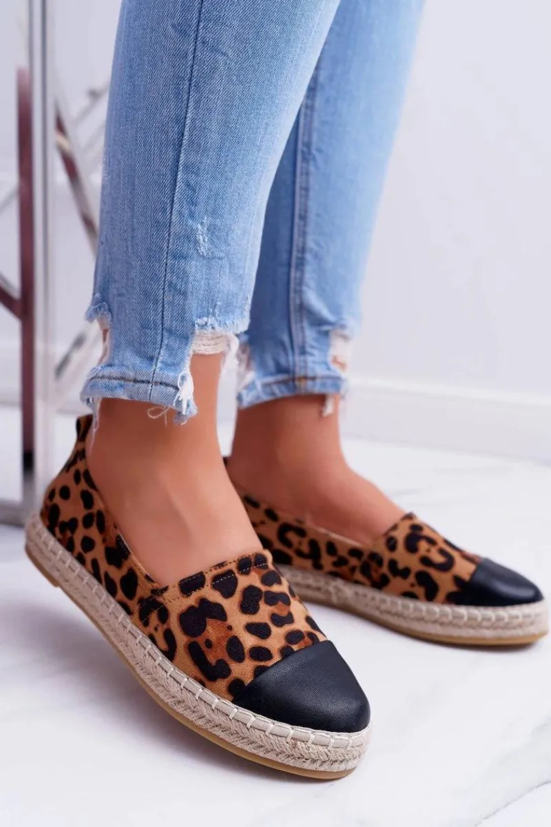 Czarne Espadryle>Boto Damskie Espadryle Leopard Flaty