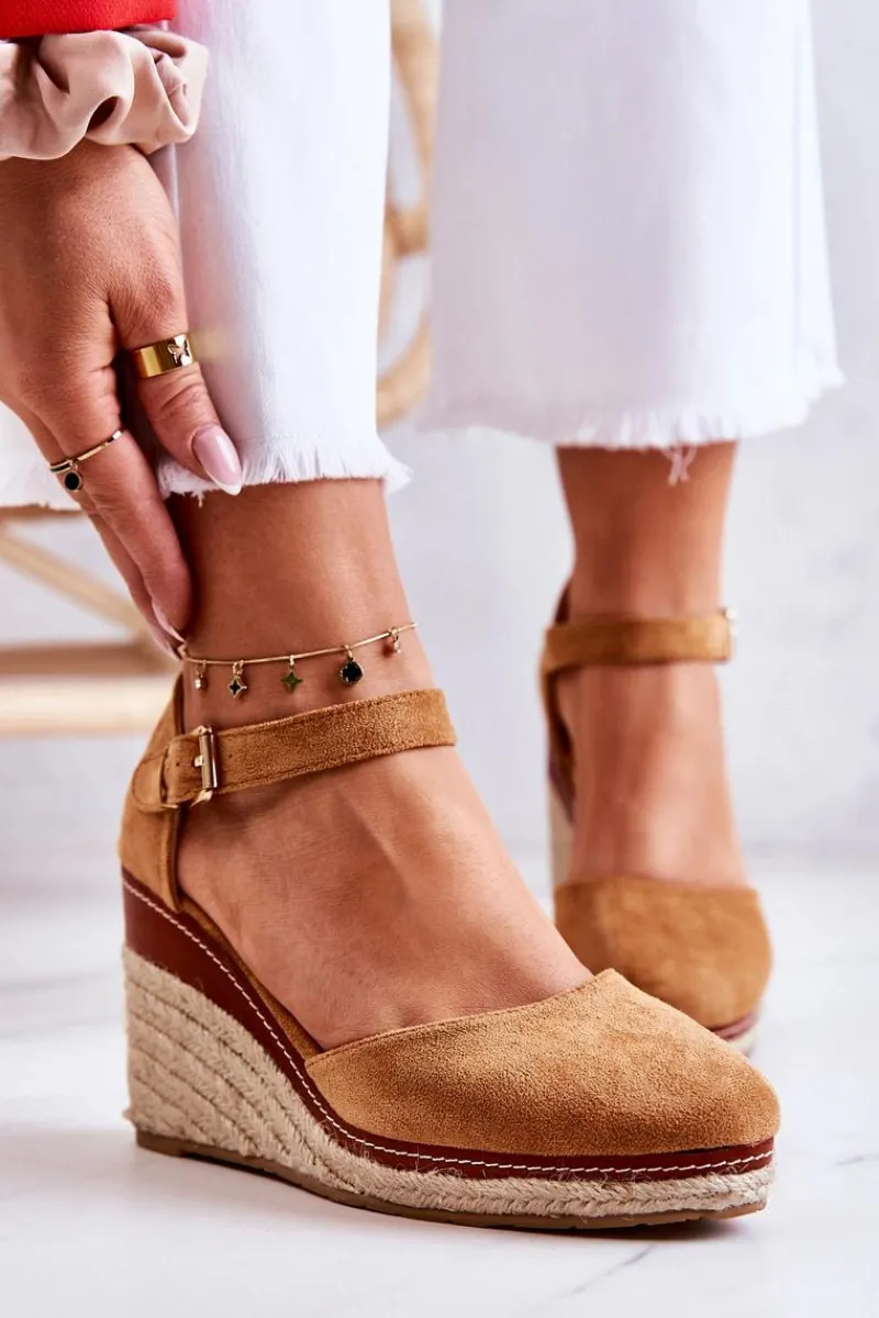 Discount Boto Damskie Espadryle Na Koturnie Brązowe Tamarill