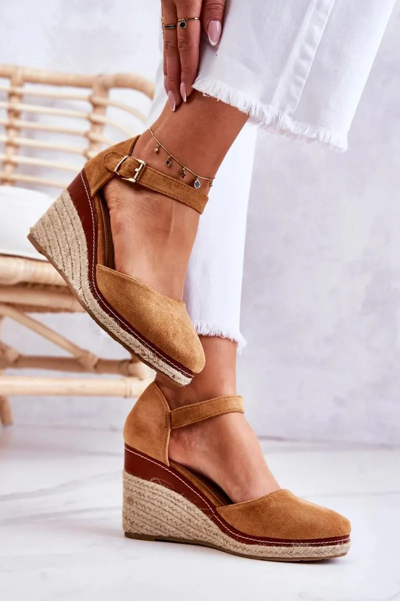 Discount Boto Damskie Espadryle Na Koturnie Brązowe Tamarill