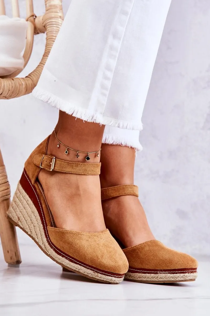 Discount Boto Damskie Espadryle Na Koturnie Brązowe Tamarill