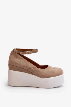 Clearance Boto Damskie Espadryle Na Koturnie Beżowe Malla