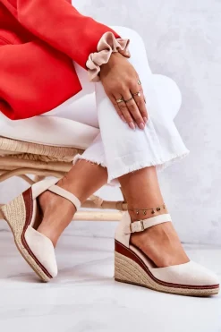 Sandały Na Koturnie|Czarne Espadryle>Boto Damskie Espadryle Na Koturnie Beżowe Tamarill