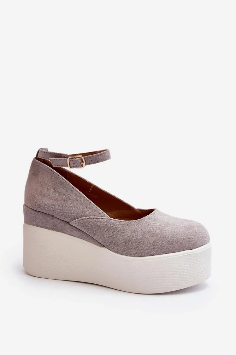 Hot Damskie Espadryle Na Koturnie Szare Malla Damskie Sandały Na Koturnie