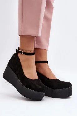 Outlet Damskie Espadryle Na Koturnie Czarne Malla Damskie Sandały Na Koturnie