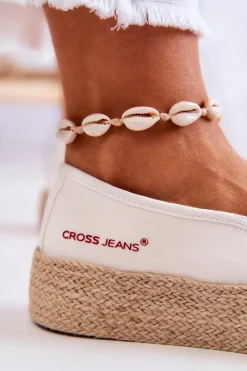 Discount Damskie Espadryle Na Platformie JJ2R4013C Białe Damskie Czarne Espadryle