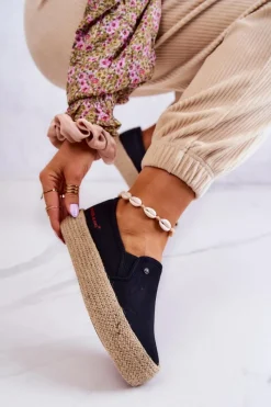 Cross Jeans Damskie Espadryle Na Platformie JJ2R4015C Czarne