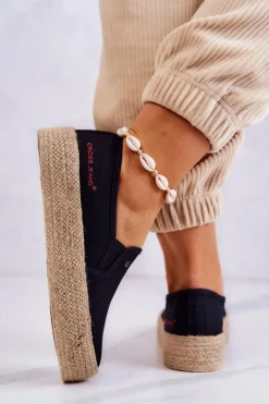 Cross Jeans Damskie Espadryle Na Platformie JJ2R4015C Czarne